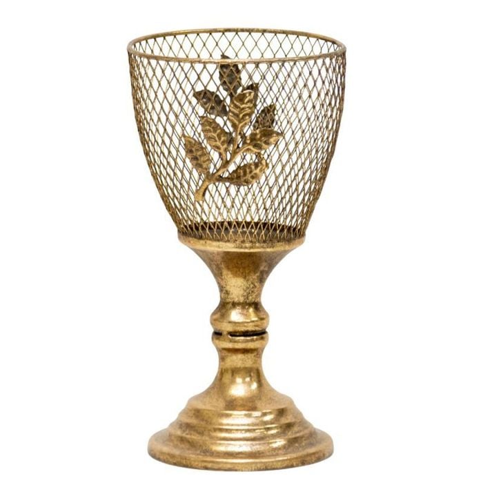 Willow & Silk Golden Leaf  Lustre 'goblet' Candleholder