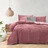Dreamaker Embossed Teddy Fleece Quilt Cover Set Blush Queen Bed