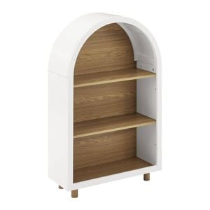 Luna Arched Bookcase Bookshelf 3 Levels Oak and White