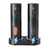 Provecta Rechargeable Electric Salt And Pepper Grinder Set With Usb-c Charging Base Black