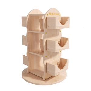 Nubicasa Revolving Solid Wooden Bookcase & 3-tier Toy Organizer