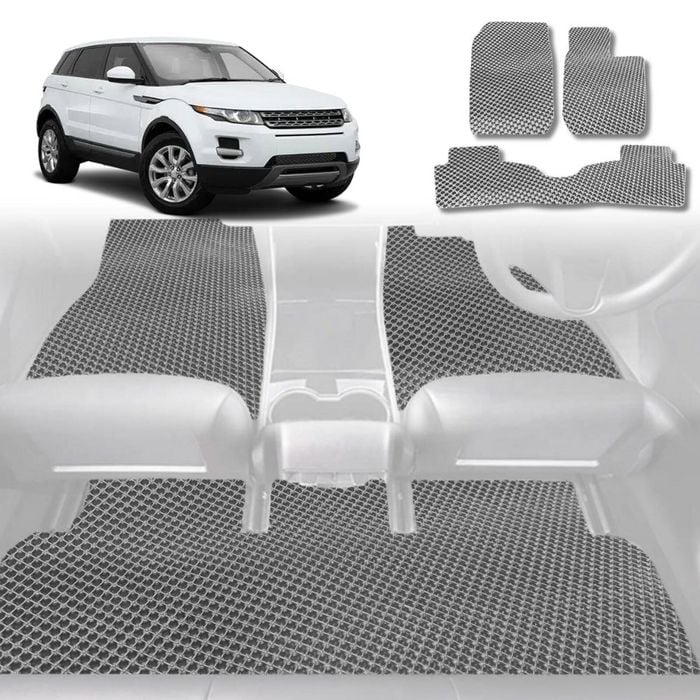 6D Diamond Car Floor Mats for Land Rover Range Rover Evoque 2010-2018-Full Set-Grey-Outback GT