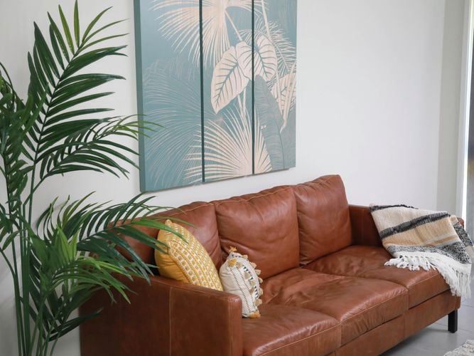 living room with art on wall