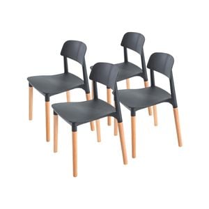 La Bella 4 Set Black Retro Belloch Stackable Dining Cafe Chair
