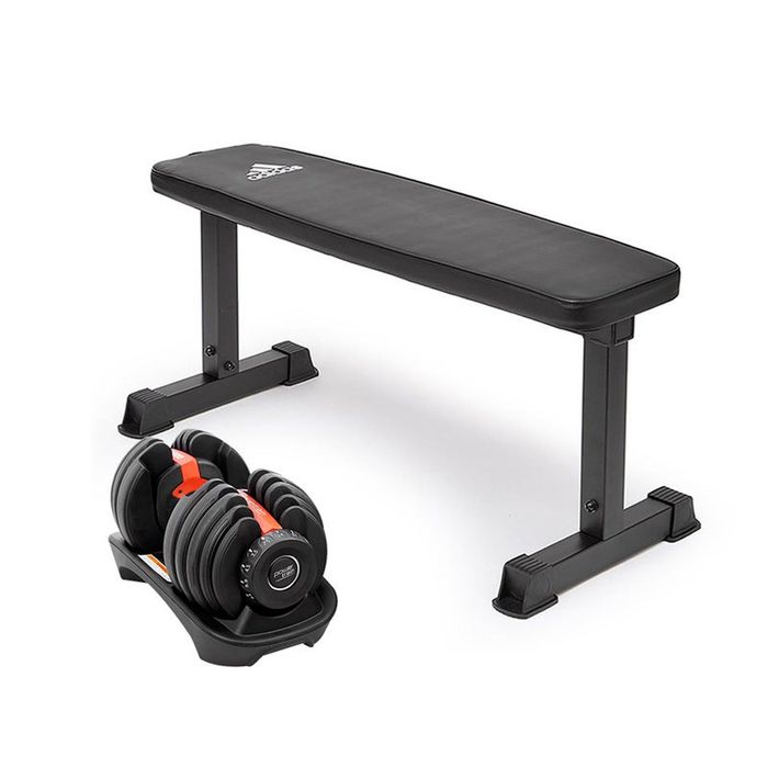 Powertrain 24kg Adjustable Dumbbell w/ Adidas 10437 Exercise Bench
