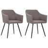 vidaXL 2x Dining Chairs Taupe Fabric Kitchen Dinner Room Seating Furniture