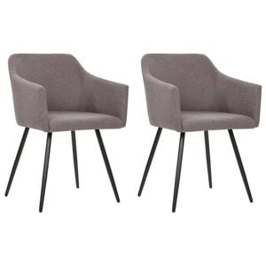 vidaXL 2x Dining Chairs Taupe Fabric Kitchen Dinner Room Seating Furniture