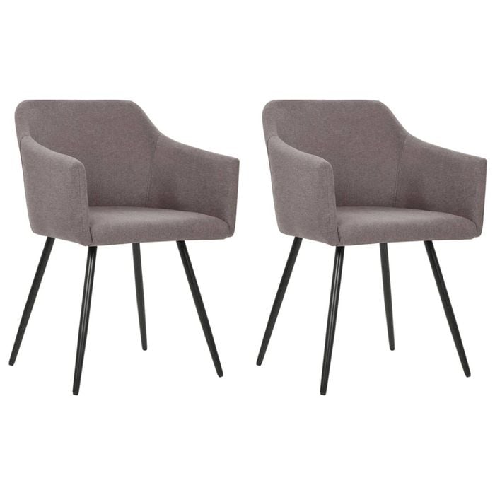 vidaXL 2x Dining Chairs Taupe Fabric Kitchen Dinner Room Seating Furniture