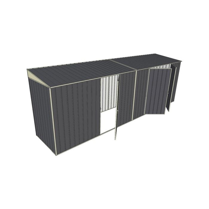 Build-A-Shed 1.2 x 6.0 x 2.0m Skillion Single with Double Hinged Side Doors Shed - Grey