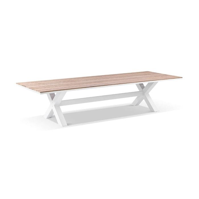 Kansas 3m Outdoor Teak Timber And Aluminium Rectangle Dining Table