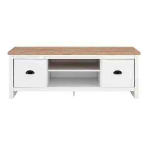 Design Square Ari Modern 2-Drawer Small TV Stand Entertainment Unit - Oak & White