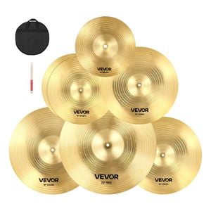 VEVOR Cymbal Bright Copper 6 Pieces Alloy Hi-Hats Crash Ride Splash for Drum Set