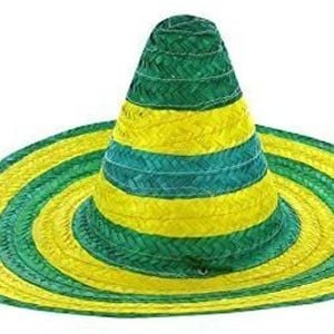 Mexican SOMBRERO Hat w Australian Aussie Green Gold Party Costume