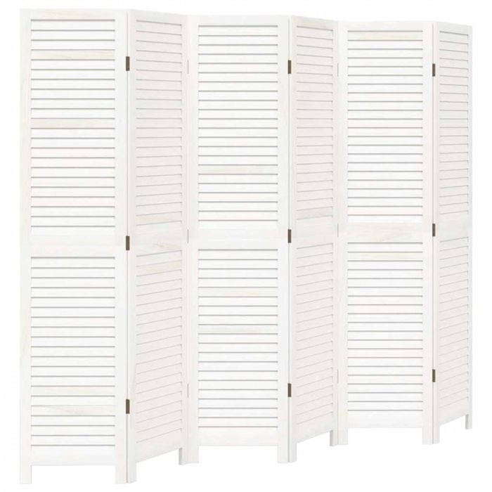vidaXL Room Divider Privacy Screen Partition 6 Panels White Paulownia