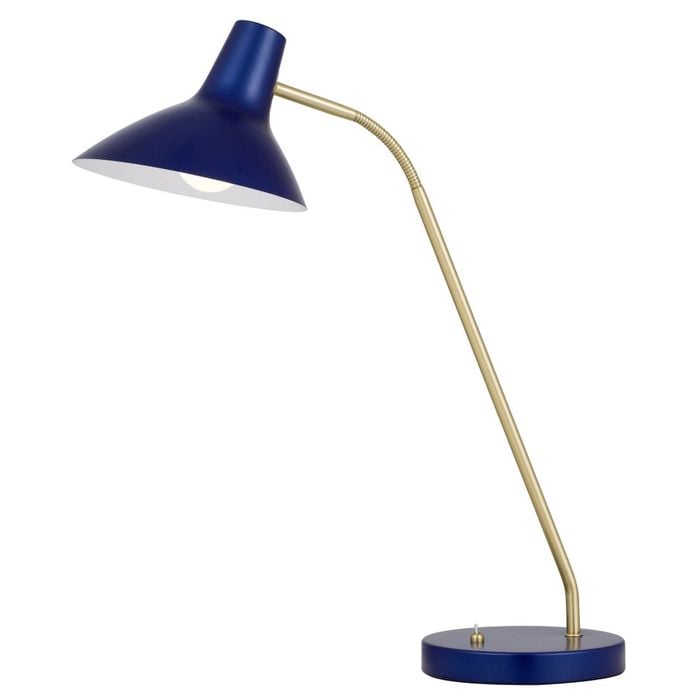Telbix Farbon Contemporary Table Desk Lamp Light Metal Blue Brass Matt