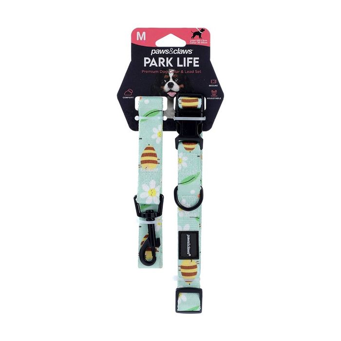 Paws And Claws Pet Dog Collar Lead Set Medium 120x2cm 35-50cm