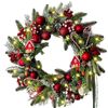 Lifebay Christmas Wreath with Red Berries, Pine Cones & Candy Accents