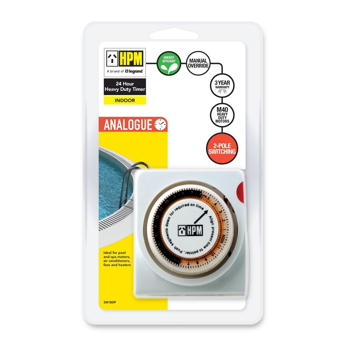 HPM 24 Hour Compact Heavy Duty Analogue Timer - Bunnings Australia