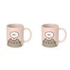 2PK Pusheen Hello/Goodbye Cat Cartoon Coloured Coffee Mug Pink
