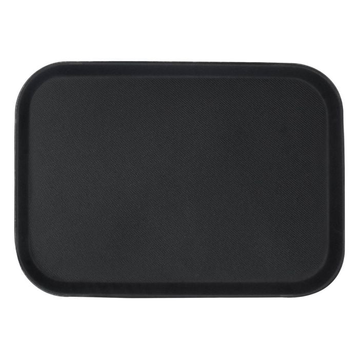 Argon Tableware Rectangular Serving Tray - 35.5 X 25cm - Reusable Non Slip Stackable Rubberized Food Drinks Platter Tray