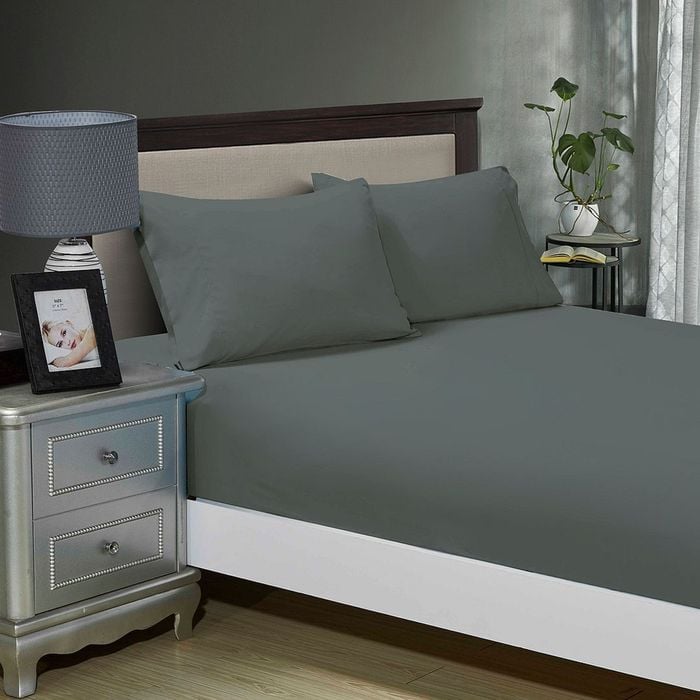 Fabric Fantastic 1000tc Ultra Soft Queen Size Bed Charcoal Fitted Sheet & 2 Pillowcases Set