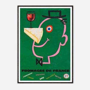 Galrie Vintage French Cheese Art Print by Seguin - Celebrate French Cheese Culture, Black Frame, A4 21 x 30cm (8 x 12inch)