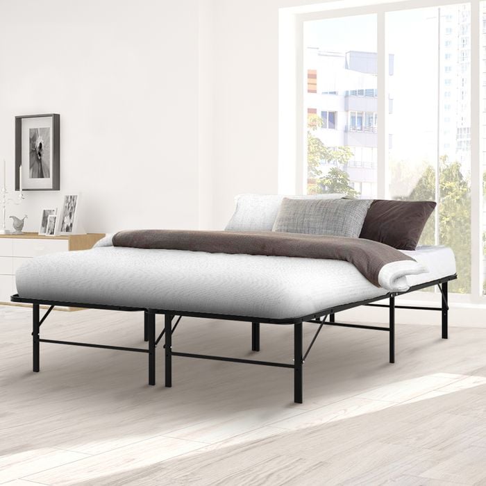 Artiss Folding Bed Frame Black Metal Bedframe Base Double Size
