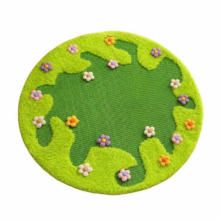 Flower Meadow Sisal Cat Round Scratching Rug