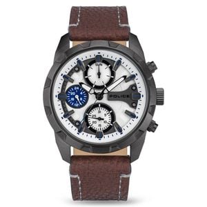 Police Nayara Leather Band White Dial Men's Watch (pewjf2204702)
