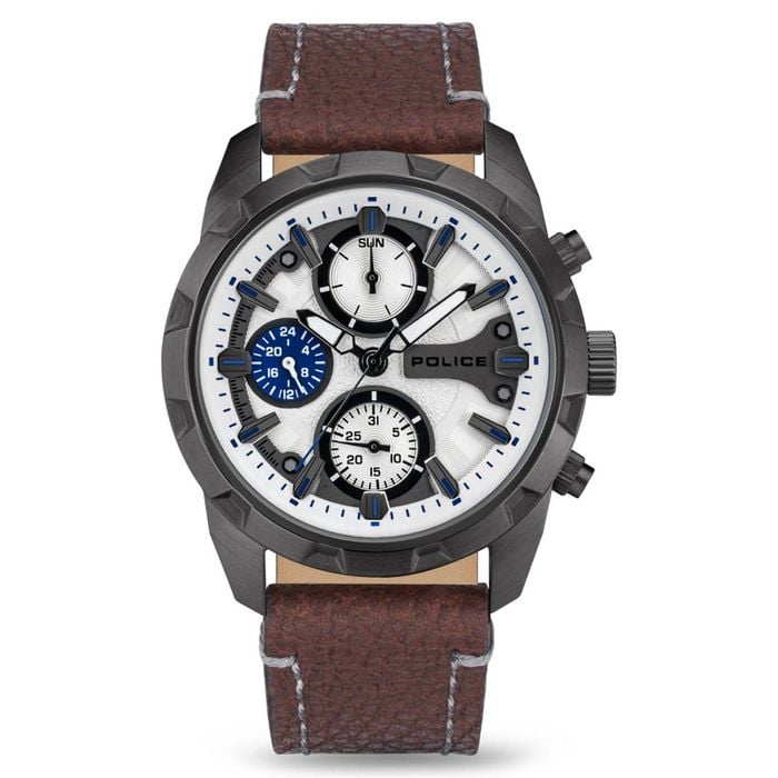Police Nayara Leather Band White Dial Men's Watch (pewjf2204702)