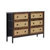 Oikiture Fabric 6 Chest of Drawers Storage Cabinet Rattan Dresser Tallboy