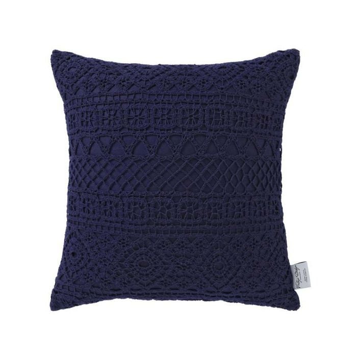 Vintage Design Homewares 45cm x 45cm Blue Tenille Eclipse Filled Cushion