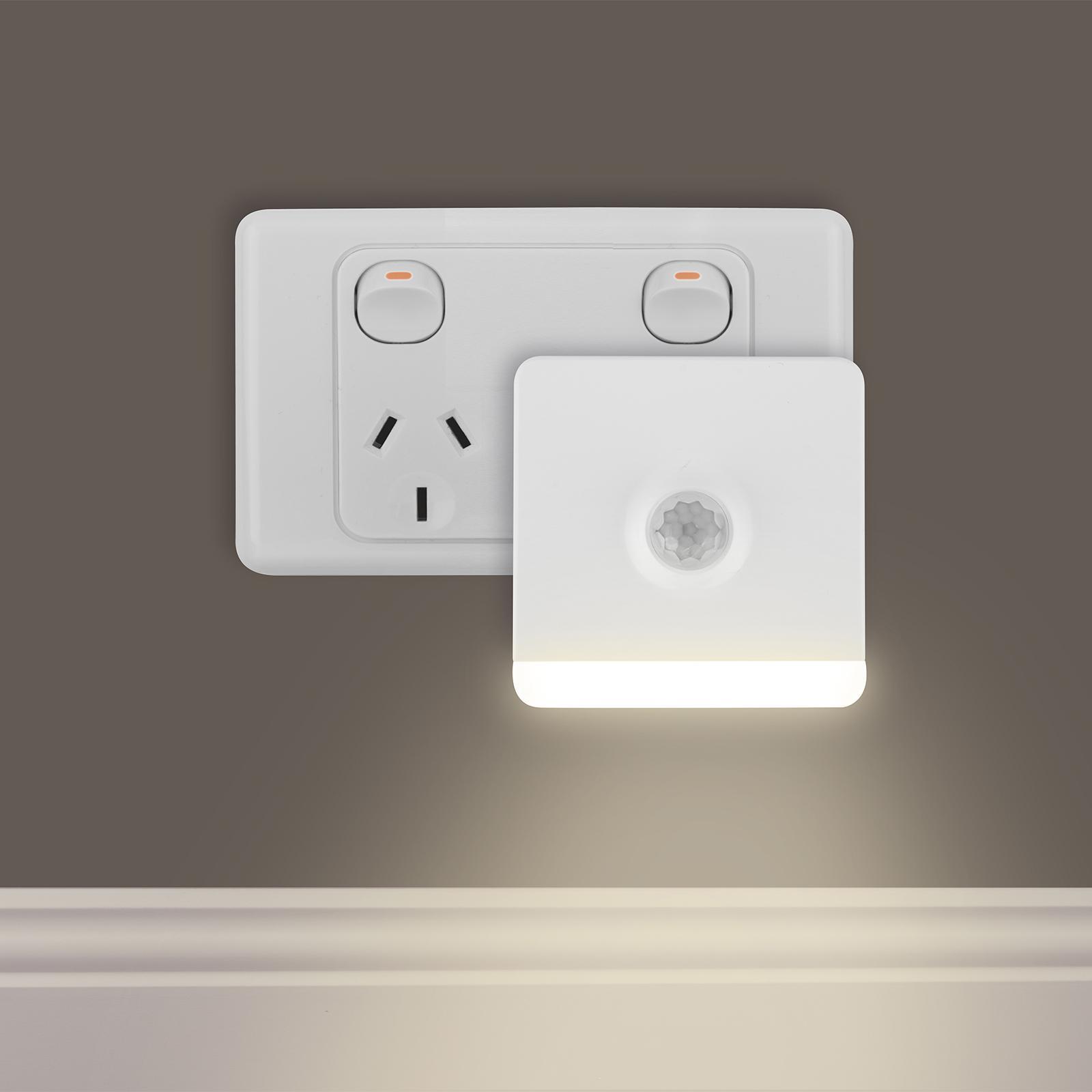 Arlec 62 x 48.5mm White Plug In Square Motion Night Light Bunnings Australia