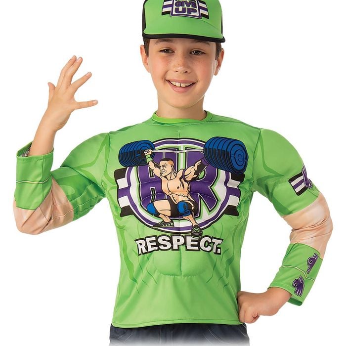 John Cena Halloween Costume for Adults – WWE Muscle Chest Top with Cap, Green Colour, 6 Years+
