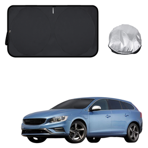 Front Windscreen Sun Shade for Volvo V60 2010 - 2018 Manual - Standard 150 x 85 cm - Black