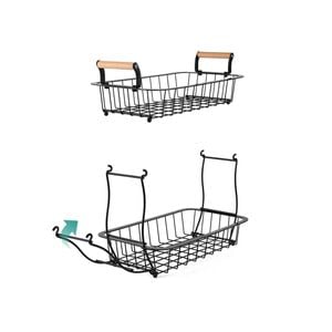 2 Tier Fruit Basket with Banana Hangers for Kitchen Countertop Storage