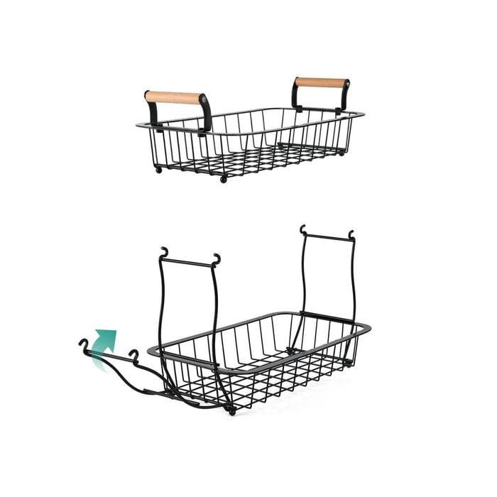 2 Tier Fruit Basket with Banana Hangers for Kitchen Countertop Storage