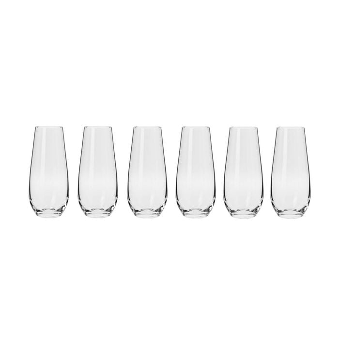 6pc Krosno Harmony 250ml Stemless Champagne Flute Glass Set - Clear