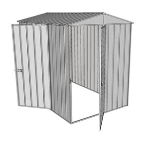 Build-a-Shed 1.5 x 2.3 x 2.3m Narrow Front Gable Dual Single Hinged Door Shed - Zinc