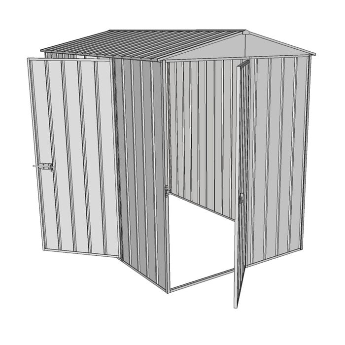 Build-a-Shed 1.5 x 2.3 x 2.3m Narrow Front Gable Dual Single Hinged Door Shed - Zinc