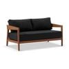 Bronte 2 Seater Outdoor Aluminium Lounge Teak Look & Denim Grey Cushions