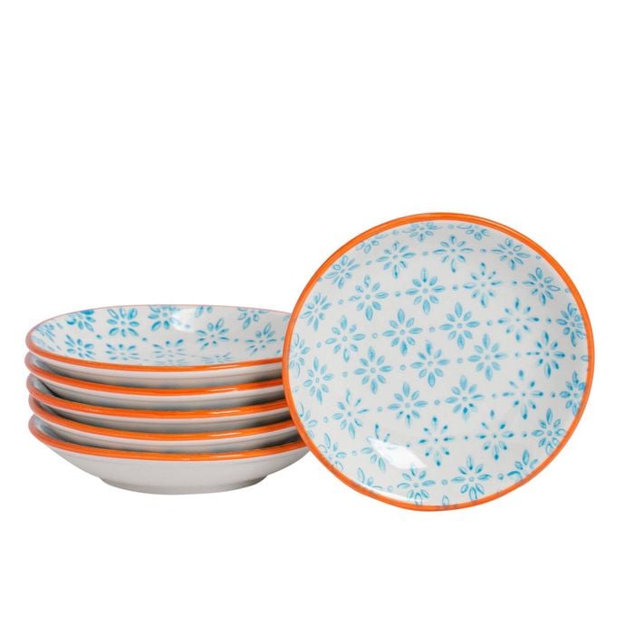 Nicola Spring Patterned Dipping Dishes - Small Bowls for Rice, Soy Sauce & Olive Oil, 10cm - Set of 6
