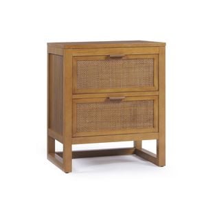 Teamson Home Hatteras Nightstand with 2 Rattan Inset Drawers, Natural