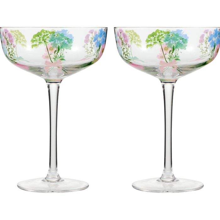 2pc Maxwell & Williams Cherish Coupe Glass Floral Design Drinkware Set 300ml