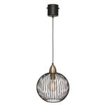 Brilliant Matt Black Nicola DIY Plug In Cage Pendant