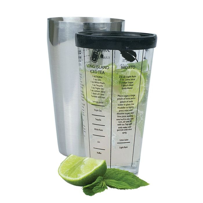 Bartender Boston Cocktail Drink Shaker w/ Recipes 750ml Stainless Steel/Glass