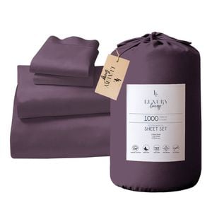 Laura Hill Luxury Living 4pc 1000 Thread Count Cotton Rich Queen Bed Sheet Set Gift Pack Lilac