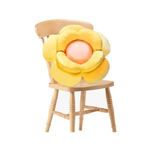 SOGA Yellow Double Flower Shape Cushion