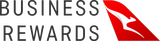 Business rewards in black writing next to a red airplane tail fin with a white silhouette of a leaping kangaroo.