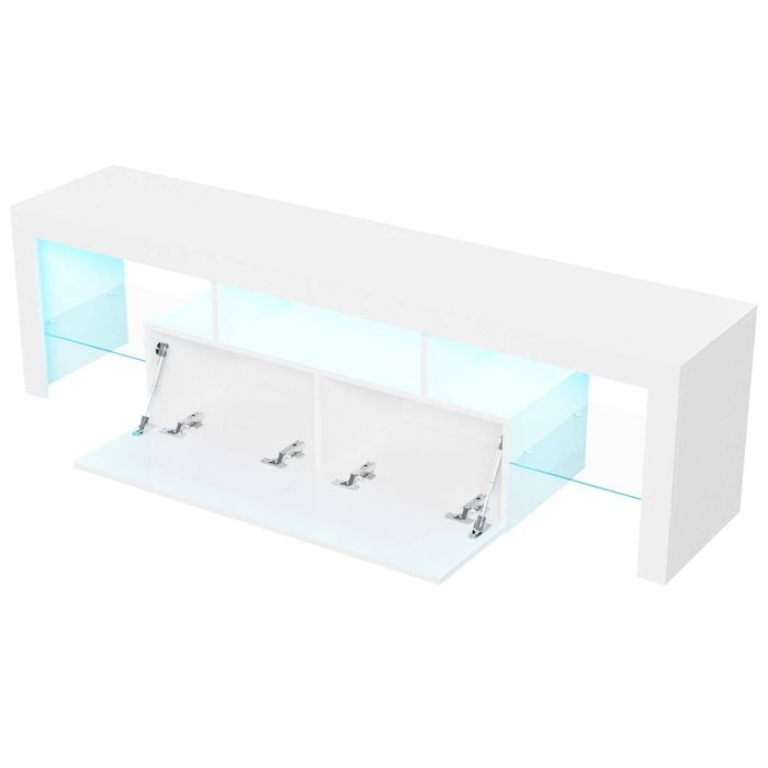Ufurniture LED TV Cabinet 160cm Gloss Entertainment Unit 2 Doors & Open shelves White